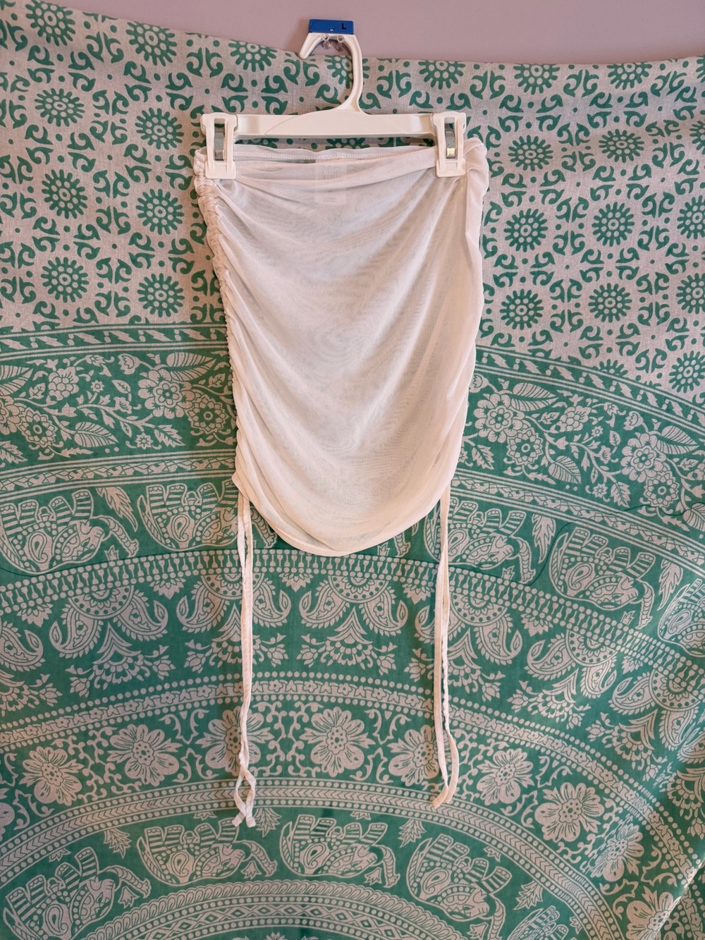 Wild Fable White Sheer Ruched Swim Coverup Skirt/Top